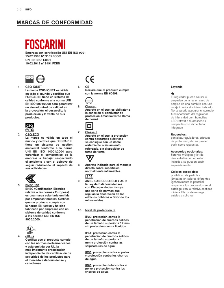 Foscarini condiciones